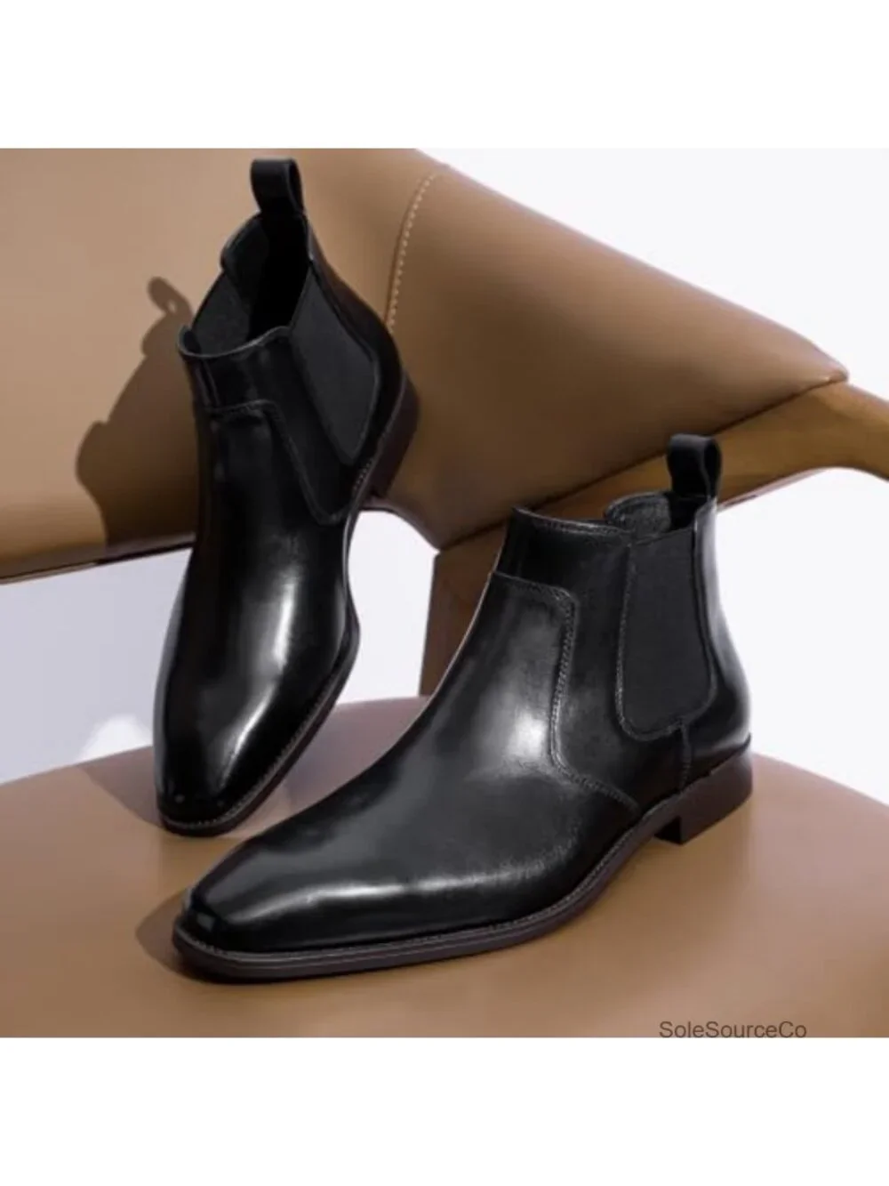 Men's Full-Grain Leather Chelsea Boots Ankle Dress Boots
